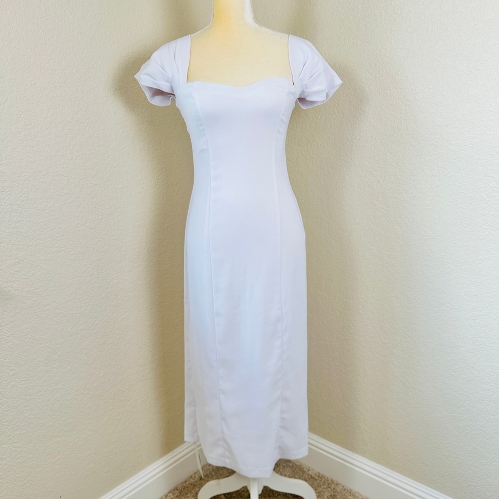 NWT Abercrombie & Fitch White Midi Dress Square Neck‎ Women Small Bridal Shower